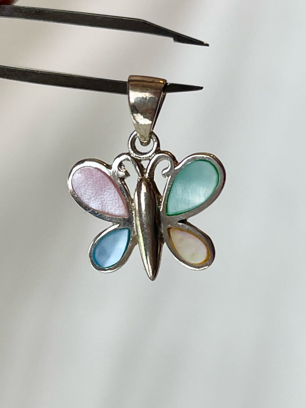 Sterling Silver Mother Of Pearl Butterfly Pendant